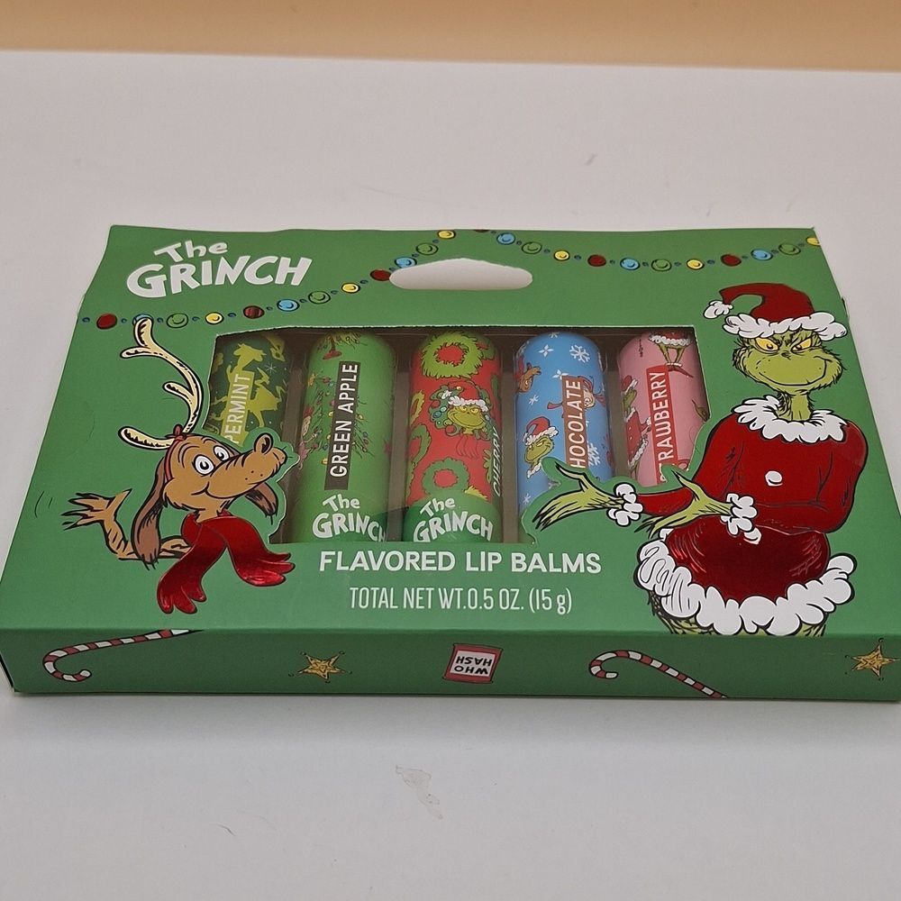 The Grinch flavored lip balm 5 pack Christmas theme chapstick